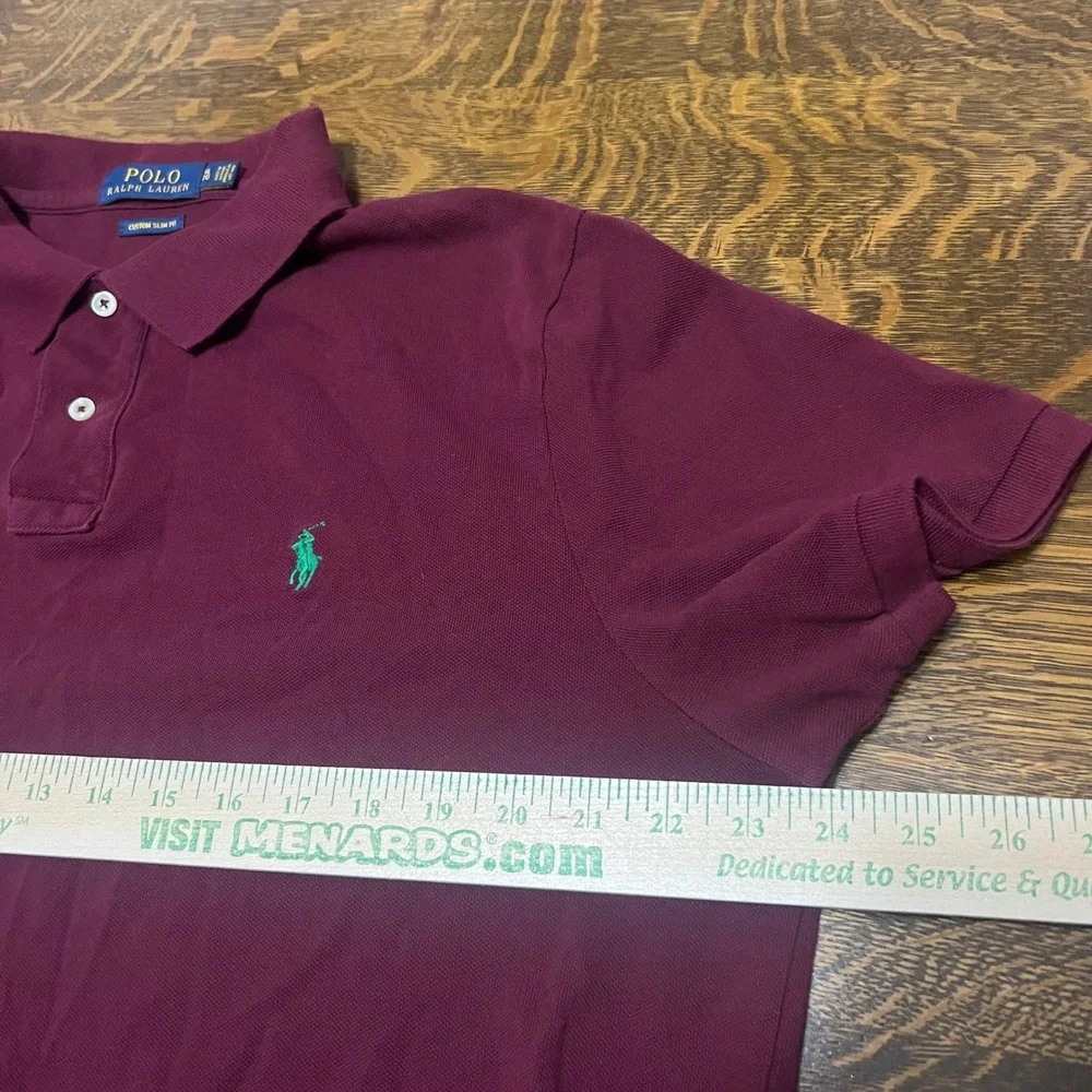 Polo Ralph Lauren Polo Shirt Mens XL Burgundy Custom Slim Fit Cotton Pique Pony